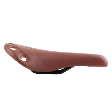 Selle Newton route vintage marron clair avec rivets 278x155mm rail acier