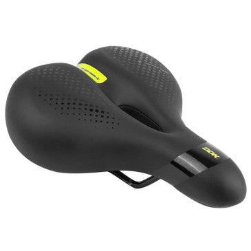 Selle Newton City Ergonomic élastomère femme Relaxed noir à mémoire de forme avec trou central 260x210mm