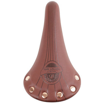 Selle Newton route vintage marron clair avec rivets 278x155mm rail acier